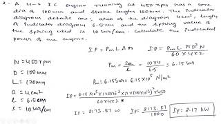 Famous I C Engine Numericals, Calculation of Indicated Power Profile