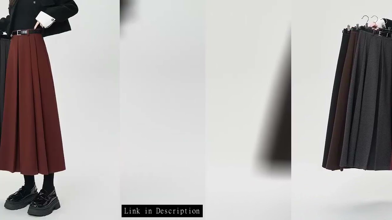 Woolen Pleated A-line Skirts Female 2025 Autumn Winter High Waist Slim Drape Skirts Casual All Match