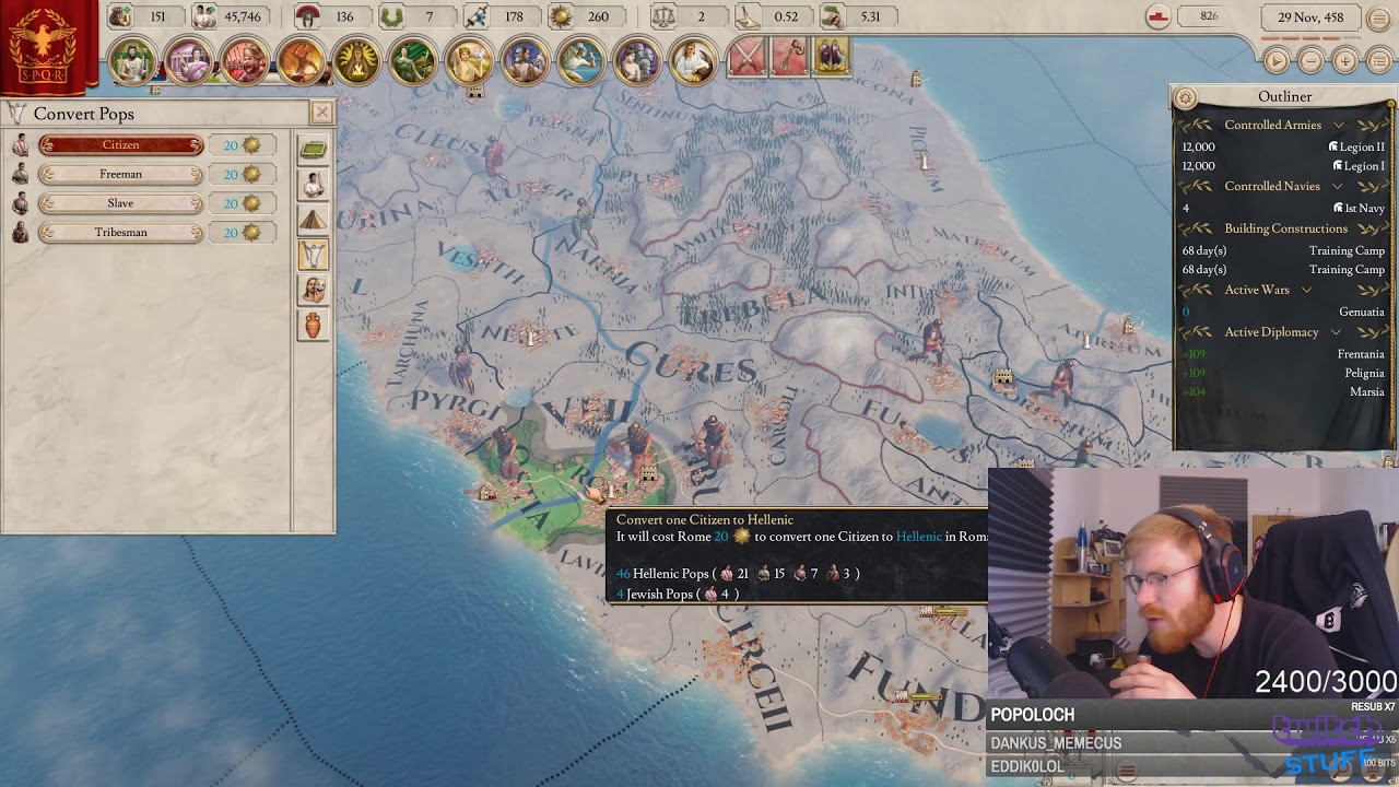 TommyKayLIVE - German streamer discovers mechanic in Imperator Rome (Twitch Live Stream Clip)