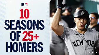 10TH SEASON WITH 25+ HOMERS! Giancarlo Stanton blasts this one 💪 thumbnail