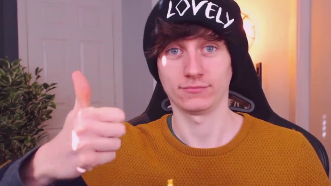 deleting this video in an hour! - JackSucksAtLife, a Minecraft youtuber, promotes his merch, specifically a beanie that says “LOVELY” on it in white letters.