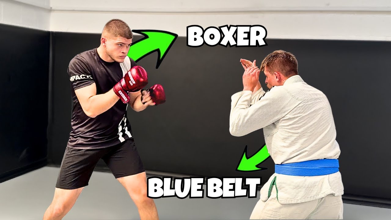 Синий пояс по бразильскому джиу-джитсу против боксёра-тяжеловеса