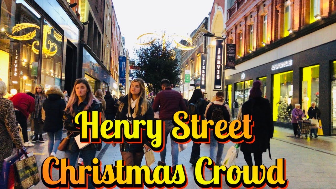 Henry Street Christmas Crowd Dublin City Centre, Christmas stalls 4K