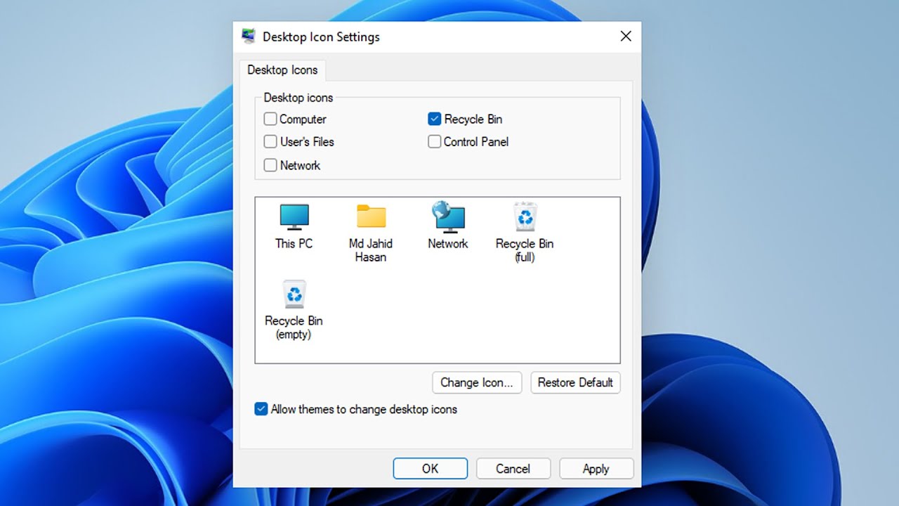 How to Show Desktop Icons in Windows 11 । Windows 11 Desktop Icon ...