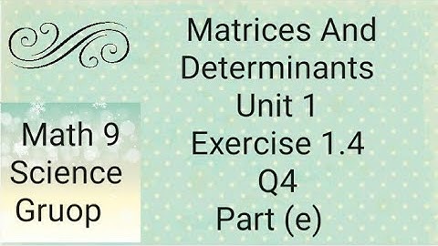 Maths 9 Unit 1 Ex 1.4  Q4 Part (e) Matrices And Determinants   (Punjab board)
