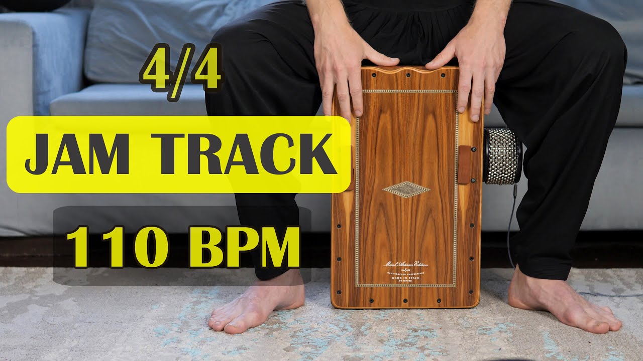 Drum Backing Track for Practice 110 BPM - 4/4. Cajon. Live Metronome. Playback for training.