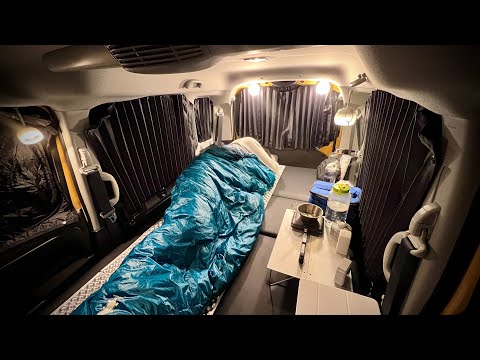 [48th night] Comfortable car camp for one person in a narrow light car