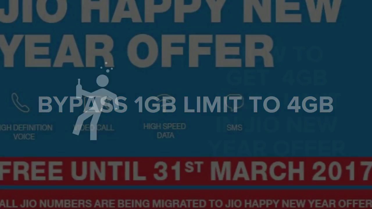 How to bypass 1gb limit in JIO HAPPY NEW YEAR OFFER 2017-4GB STILL WORKING