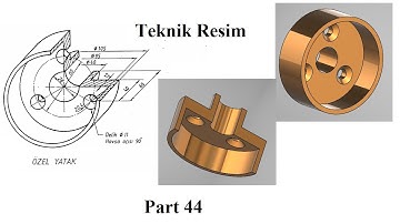 Solidworks tutorial Ex 44 Ozel Yatak Model, Geometric Shape from Teknik Resim