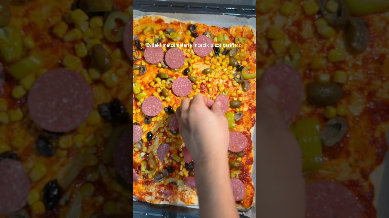 🍕 10 Dakikada Hazırlanan 2 Kişilik İncecik Pizza! 🍕 #pizza #yemektarifi #asmr