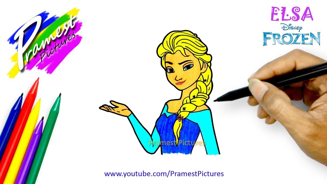 How to Draw Frozen Elsa Cartoon Coloring Pages YouTube