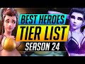 NEW Season 24 Heroes Tier List - BEST and WORST DPS/Tank/Support Ranking - Overwatch Tips Guide