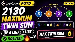 LeetCode 2130: Maximum Twin Sum of a Linked List | POTD Solution Explained 🔥