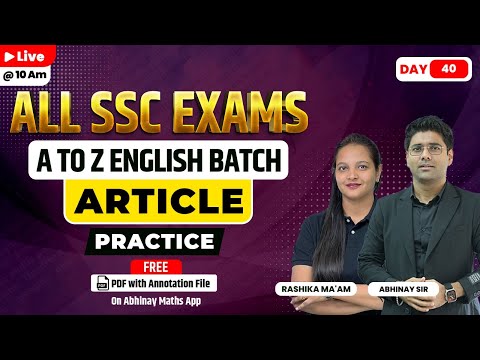 SSC English | Article Practice | A to Z Batch | Day-40 | All SSC Exams | Rashika ma'am