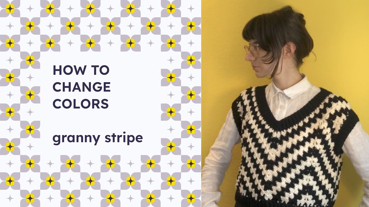 How to change colors in granny stripes without cutting the yarn | Less ends to weave in!
