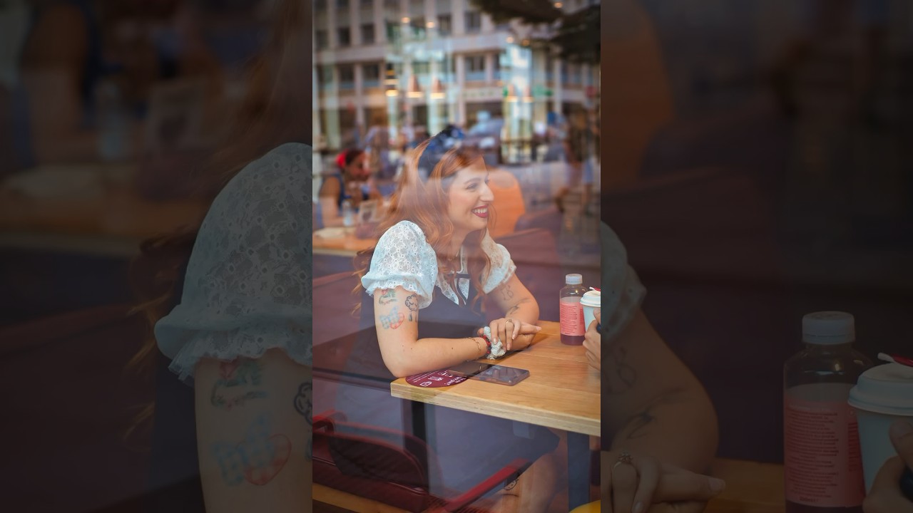 Take pictures of model in coffee shop 