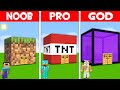 WHO BUILD ONE BLOCK HOUSE BETTER NOOB vs PRO vs GOD? SECRET BLOCK HOUSE in Minecraft!