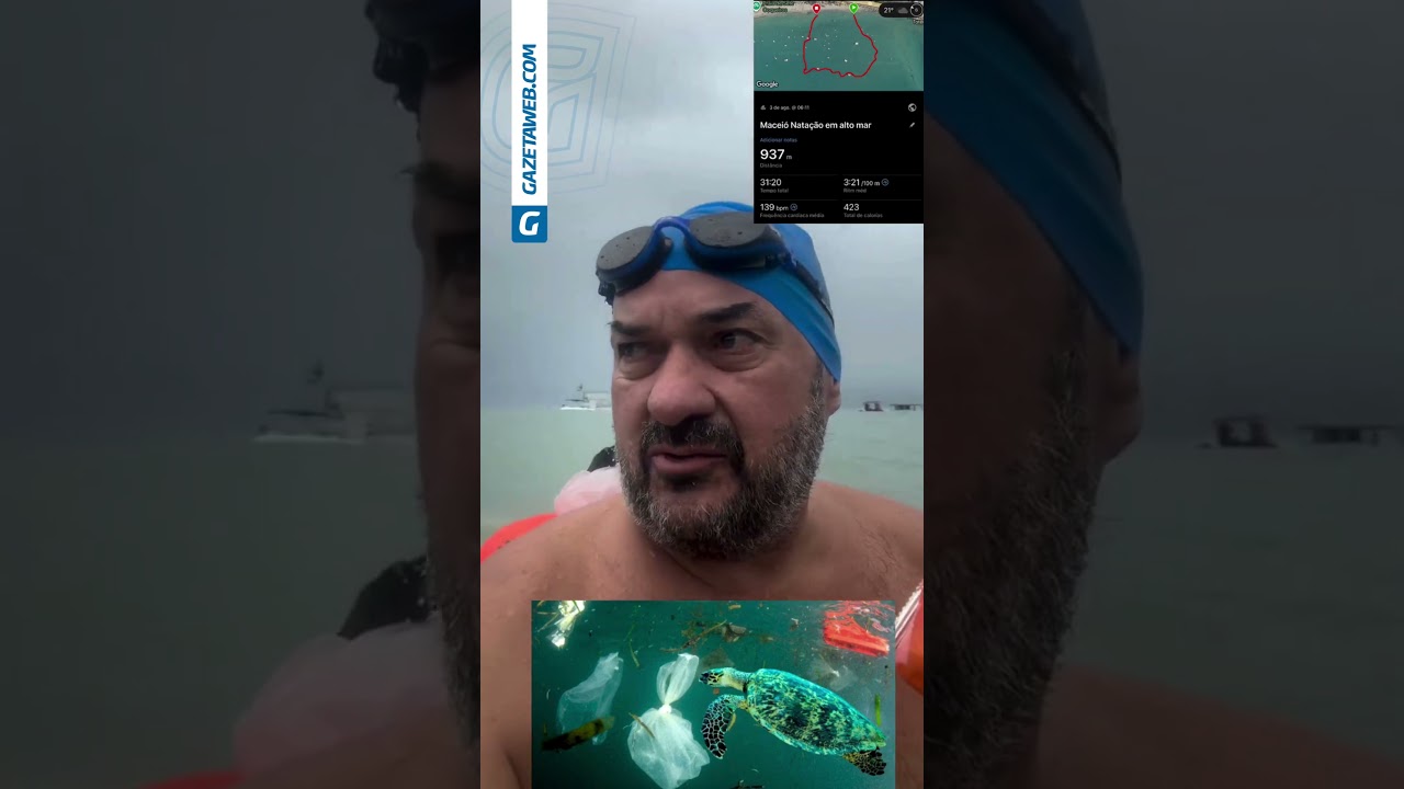 Nadador encontra lixo na praia de Maceió e alerta para riscos às tartarugas #tvgazeta #alagoas