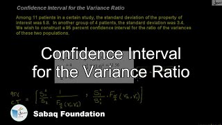 Confidence Interval for the Variance Ratio, Statistics Lecture | Sabaq.pk