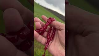 BCF Koleksiyon Kızıl Sıkma Kehribar Tesbih 33 Tane Kapsül Kesim 34cm Osmanlı Tarzında A100.010423