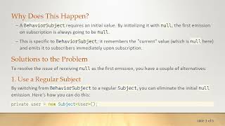 Resolving the null Emission Issue in Angular's BehaviorSubject