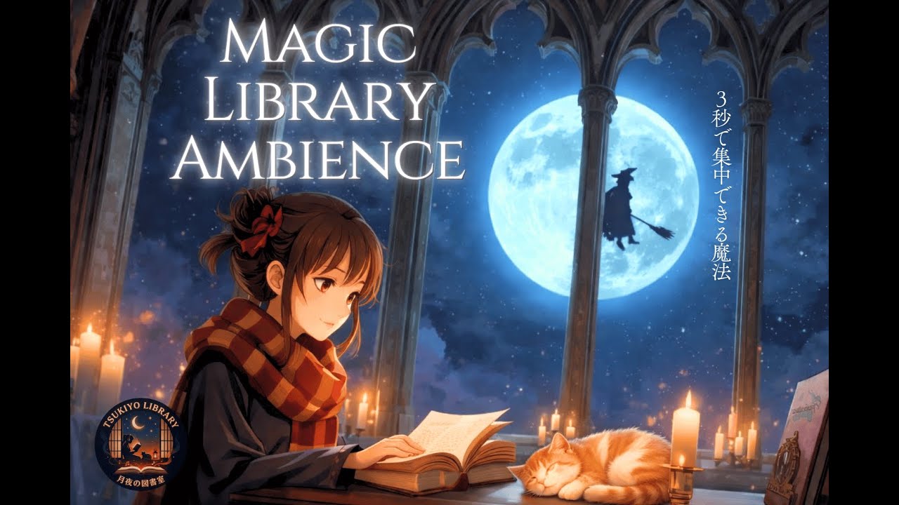 Magic Library Ambience 🏰 深夜の魔法学校で自習する時間 | Wizarding School for Study & Focus