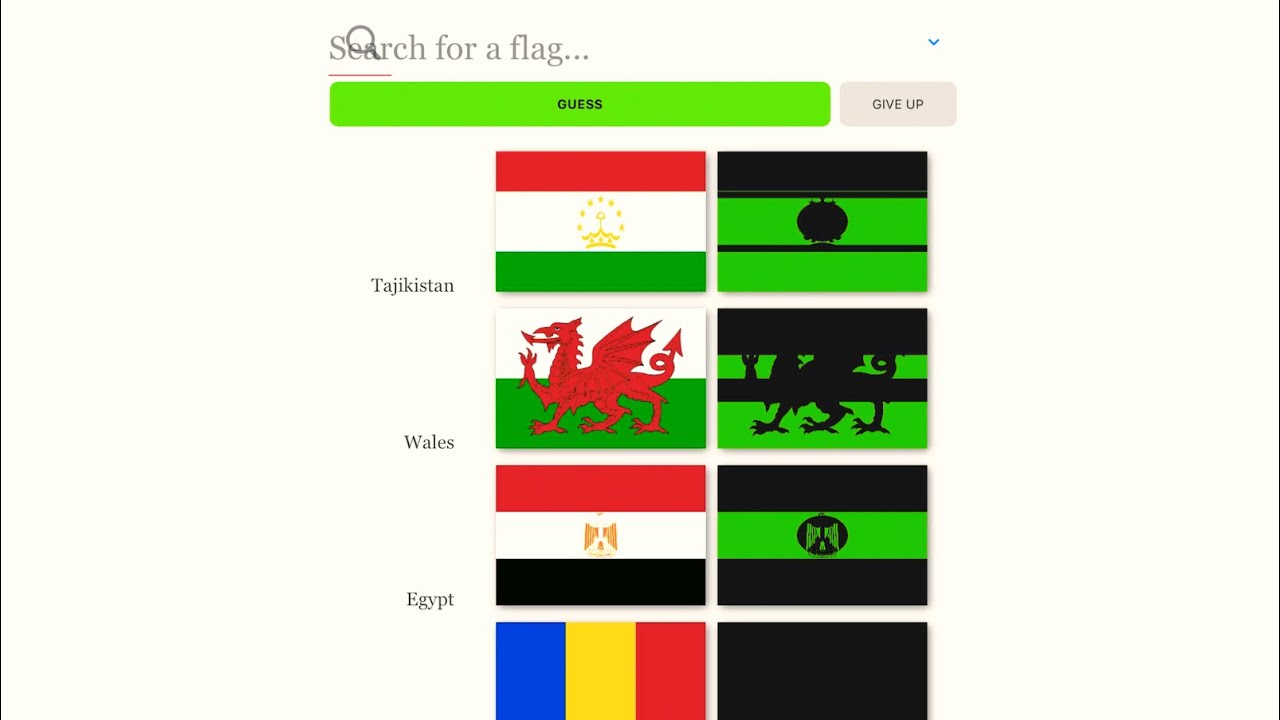 Country Flags - Flaggle Wordle - Vertical Wordle