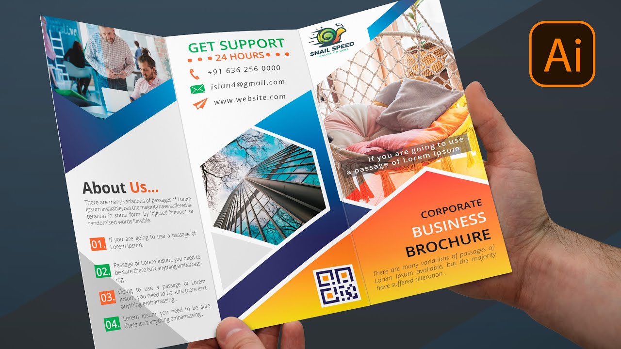 Create Print Ready Tri Fold Brochure Design in Illustrator