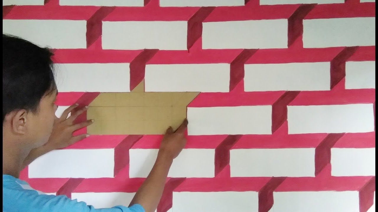  Cara  mengecat  tembok  motif batu bata 3D  3D  wall paint 
