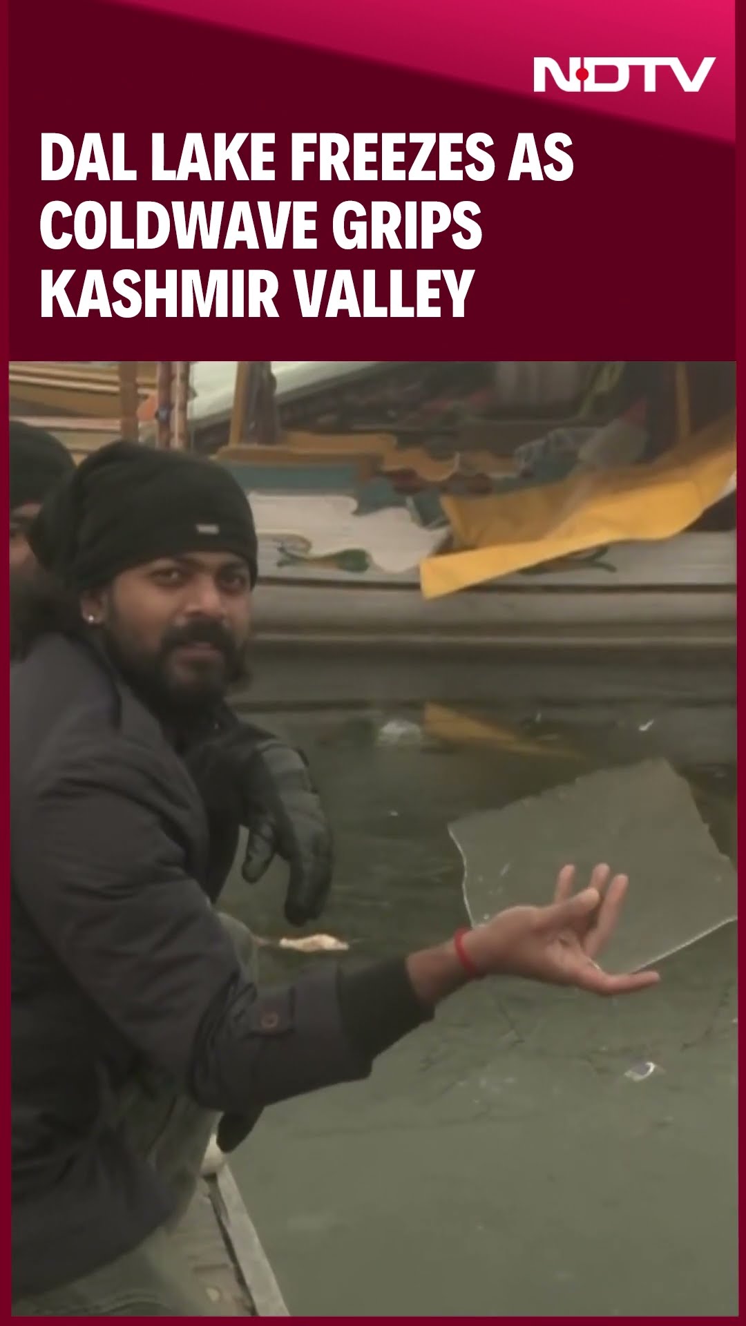 Surface Of Dal Lake Freezes As Intensifying Coldwave Grips Kashmir Valley