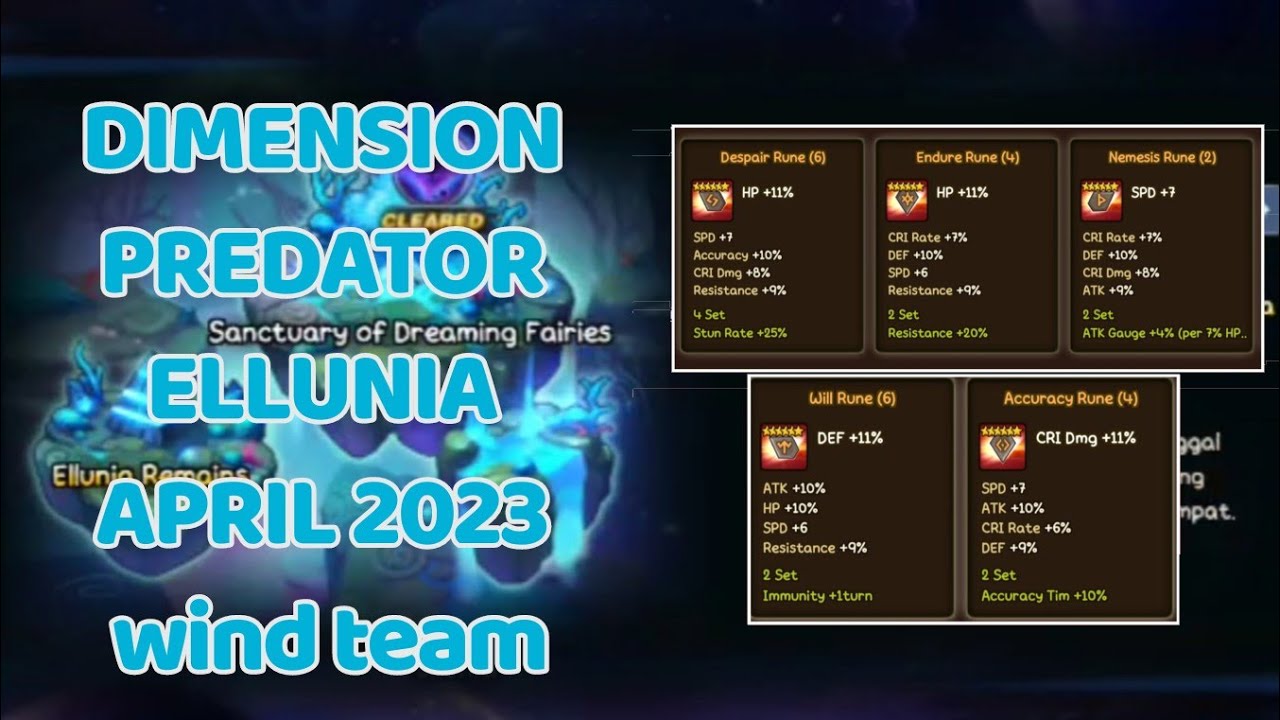 [Summoners War] DIMENSION PREDATOR : ELLUNIA APRIL 2023 WIND TEAM