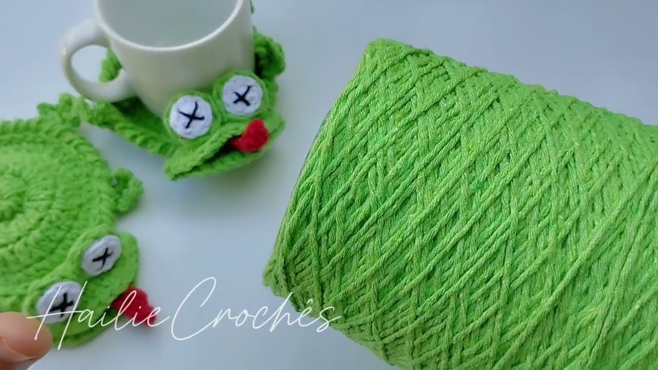 Porta copos sapinho de crochê 