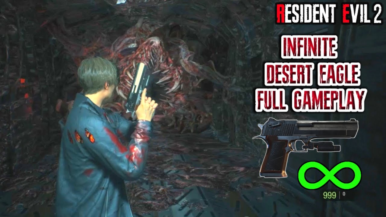 INFINITE DESERT EAGLE ONLY!! Hardcore Full Gameplay - Resident Evil 2 Remake