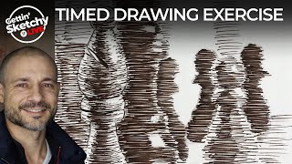 Drawing Chess Pieces with Pen and Ink  in 45 Minutes - Gettin Sketchy LIVE