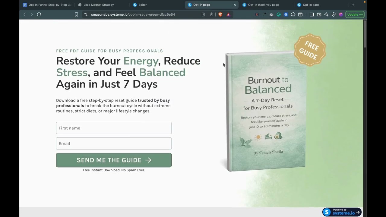 How to build your Systeme.io Opt-In Funnel FAST (Template Walkthrough + Free Tools)