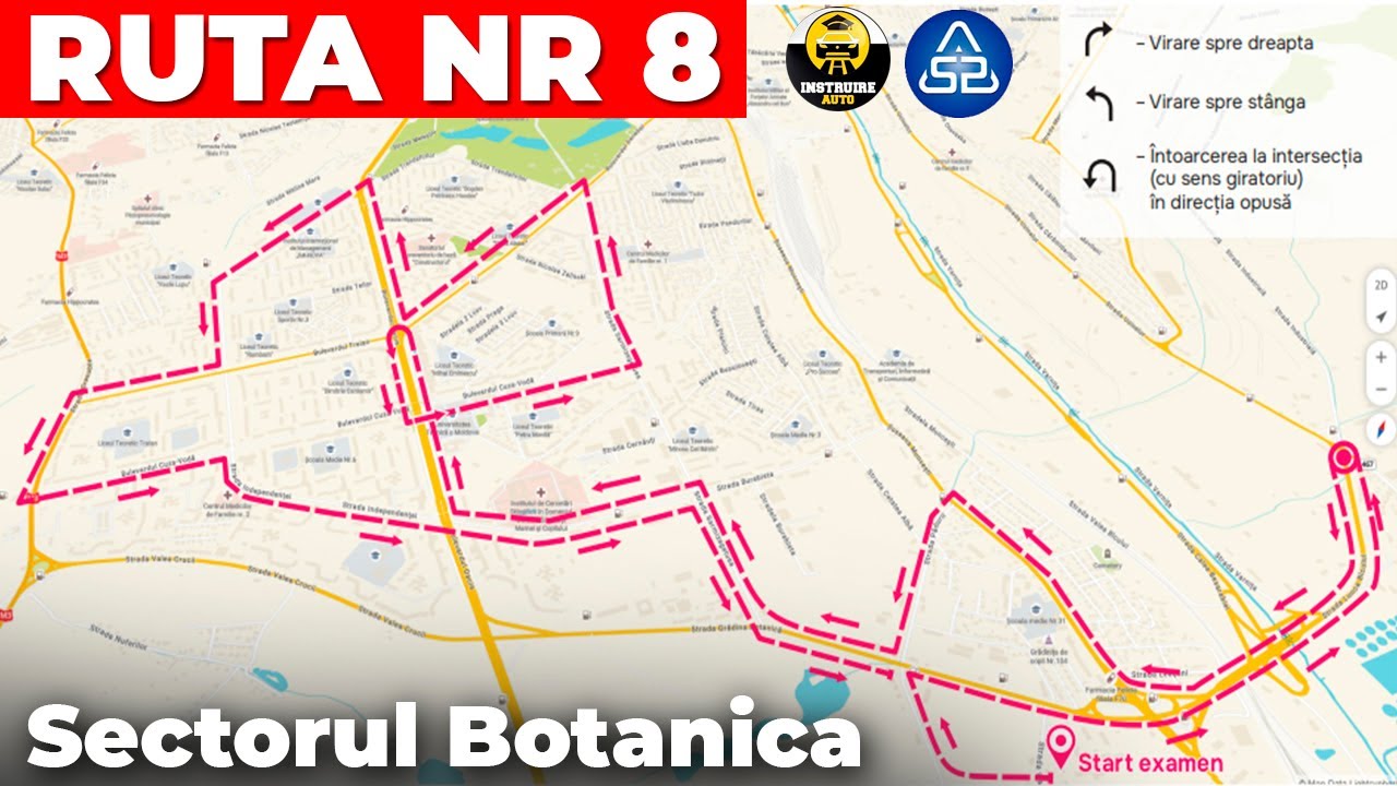 Ruta de examinare la proba practică Nr.8 Chișinău, sectorul Botanica, 2025! Rutele de examinare noi