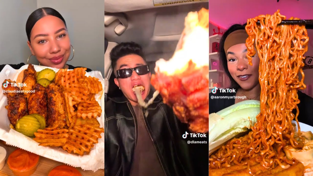 BEST *TIKTOK* MUKBANG Compilation! pt2 | Mozzarella sticks, Chipotle, Buldak, Tteokbokki