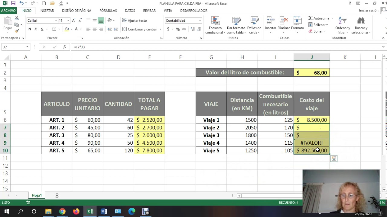 INF I EXCEL CELDA FIJA YouTube