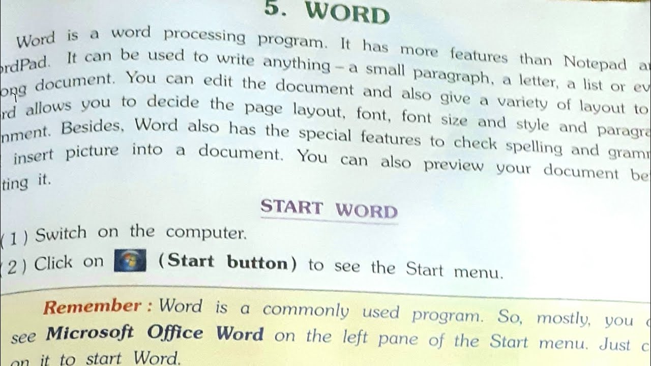 5. Word / Question answer / 5th standard / Computer... - YouTube