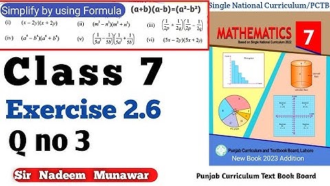 Class 7 Exercise 2.6 Q no 3 SNC Maths PCTB Ex 2.6 use of formula (a-b)(a+b)=a²-b² in Urdu Hindi