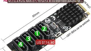 M.2 to 4 Ports RAID 0/1/10 SATA III 6G SSD HDD Adapter M Key B Key... — Best Deal 2026 | Shop Now!