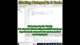 C Code to Open Notepad Programmatically #shorts