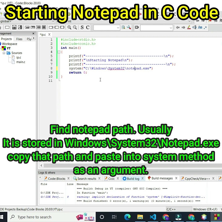 C Code to Open Notepad Programmatically #shorts - YouTube