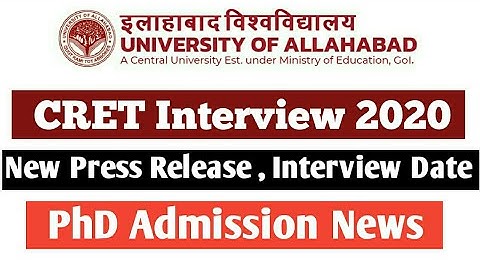 Allahabad University CRET Interview 2020 | Commerce | philosophy | Music | AU PhD Admission News