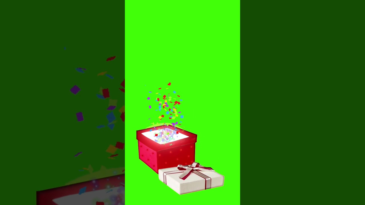 Gift box open green screen