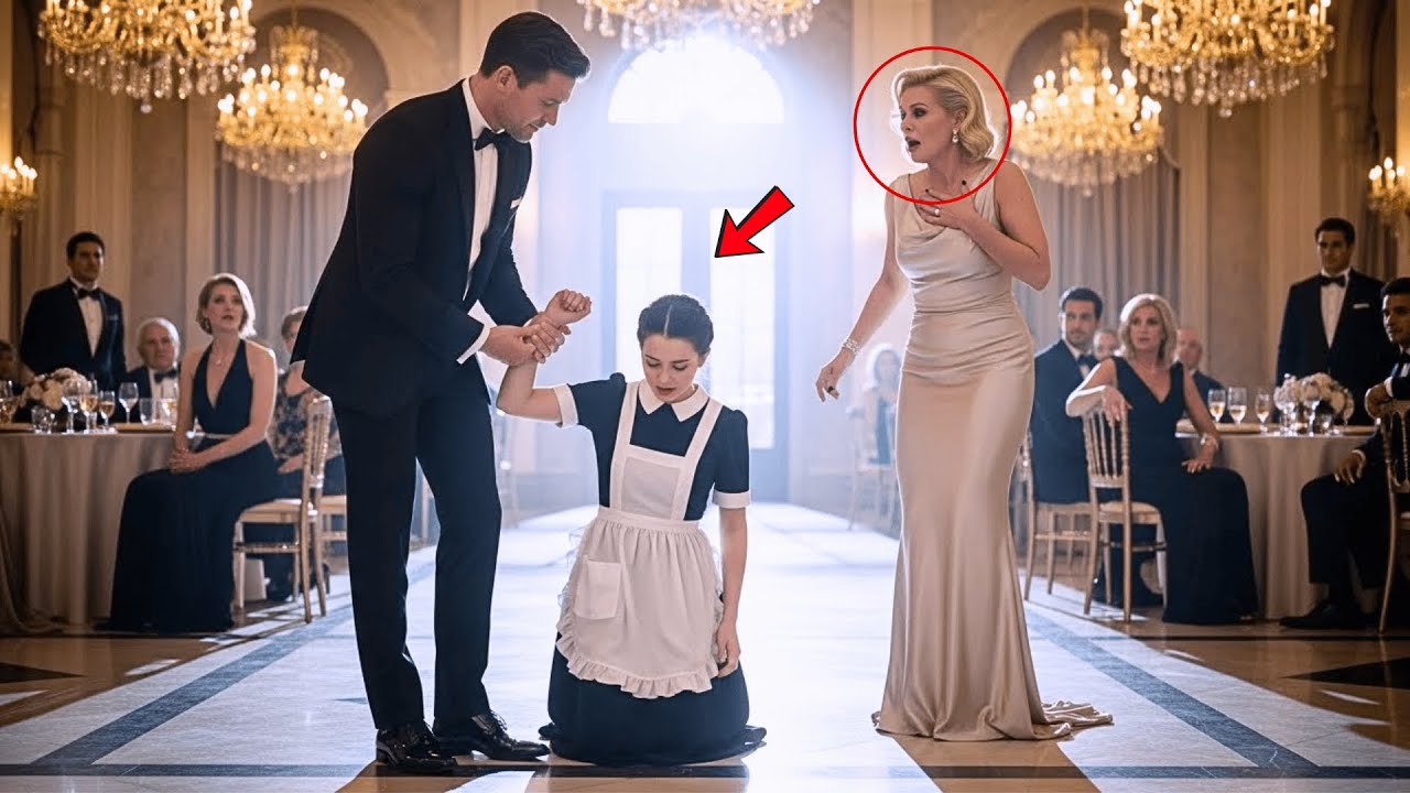 “La empujó por su posición… segundos después, el billonario declaró: ‘Es mi esposa’.”