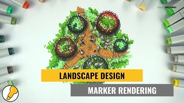 HOW TO Hand Render a Landscape Design with Copic Markers #6