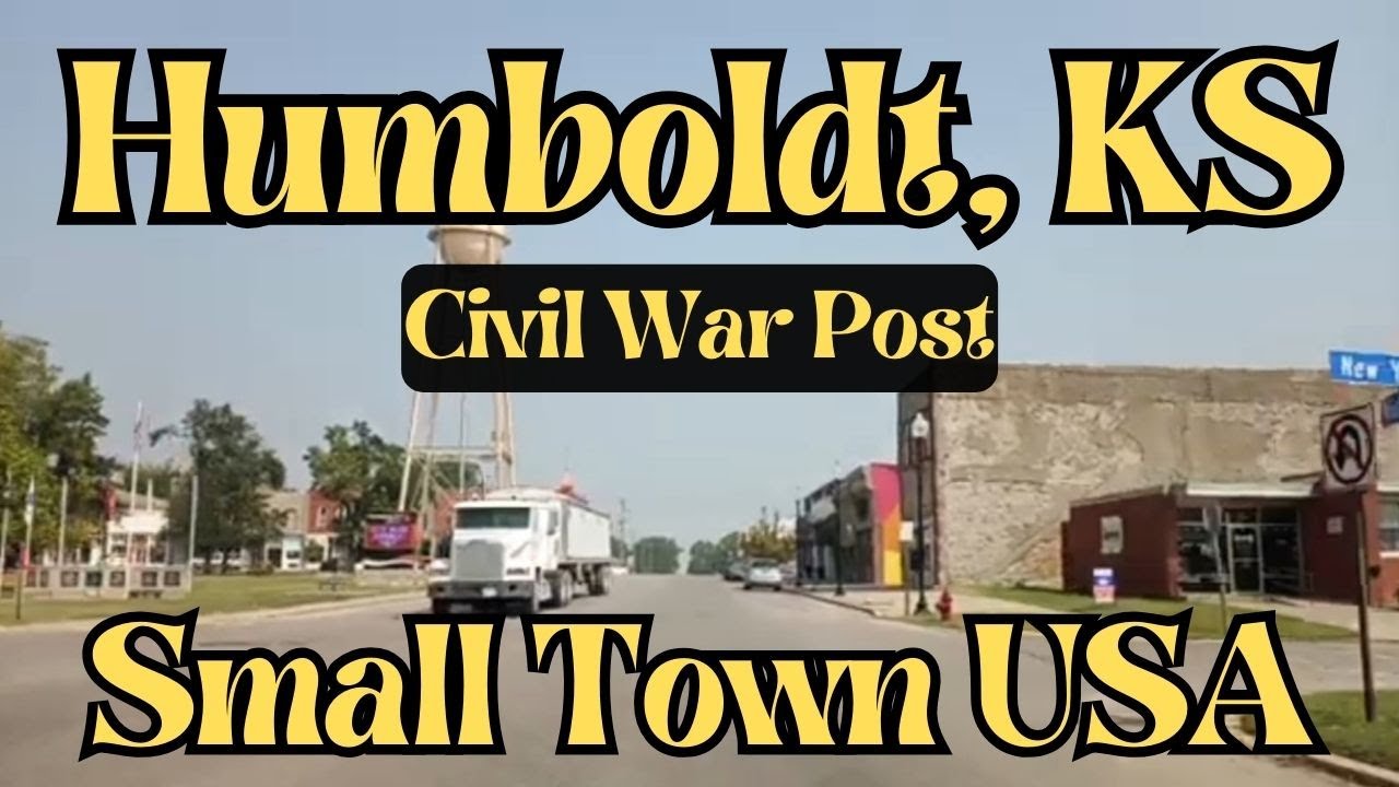Driving in Rural Small Town Humboldt, KS Civil War Post Town Was
