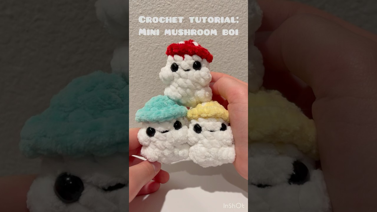 One minute crochet tutorial:Mini mushroom boi 