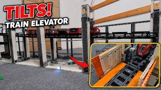 This LEGO Train Elevator Can Tilt Between Levels